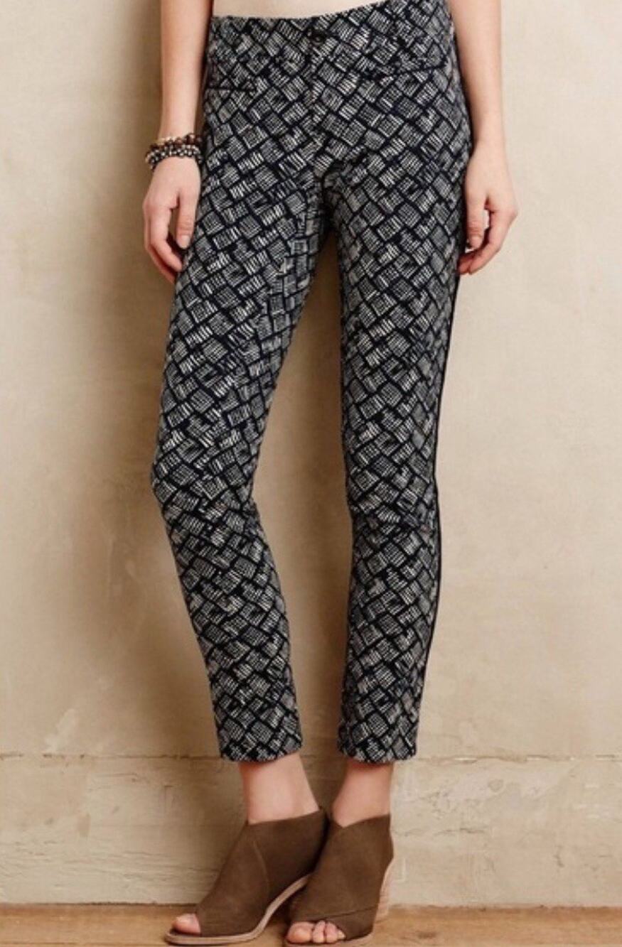 EUC Anthropologie Cartonnier Charlie Ankle Pants Women's 10 Blue Black